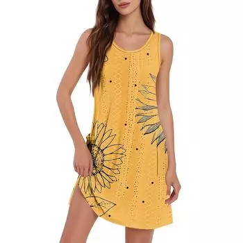 Женский повседневный сарафан с карманами, летнее пляжное платье в стиле бохо, футболки, платье с V-образным вырезом, свободные платья-майки L чёрный