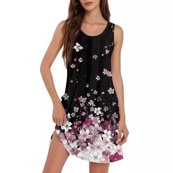 Женский повседневный сарафан с карманами, летнее пляжное платье в стиле бохо, футболки, платье с V-образным вырезом, свободные платья-майки L синий