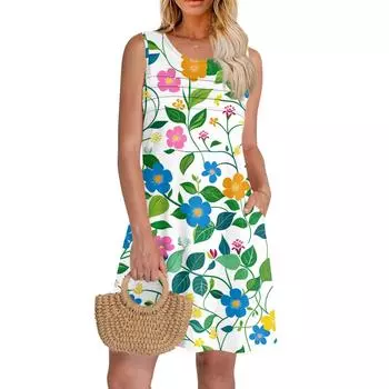 Женский повседневный сарафан с карманами, летнее пляжное платье в стиле бохо, праздничные платья для женщин, платья-майки S