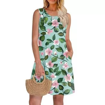 Женский повседневный сарафан с карманами, летнее пляжное платье в стиле бохо, праздничные платья для женщин, платья-майки S