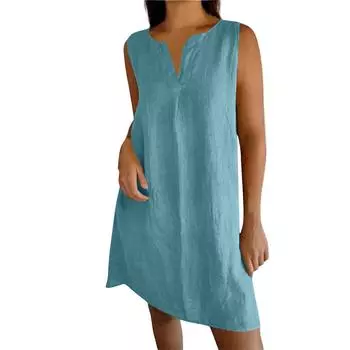 Женский повседневный сарафан с карманами, летнее пляжное платье в стиле бохо, праздничные платья для женщин, платья-майки S синий