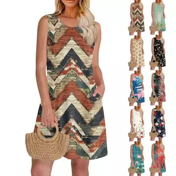 Женский повседневный сарафан с карманами, летнее пляжное платье в стиле бохо, праздничные платья для женщин, платья-майки XXXL чёрный