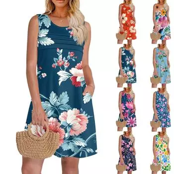 Женский повседневный сарафан с карманами, летнее пляжное платье в стиле бохо, праздничные платья для женщин, платья-майки M