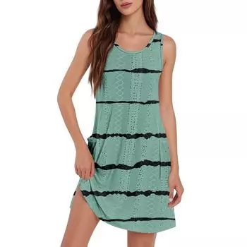 Женский повседневный сарафан с карманами, летнее пляжное платье в стиле бохо, футболки, платье с V-образным вырезом, свободные платья-майки L синий