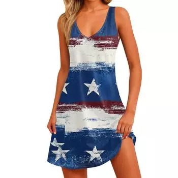 Женский повседневный сарафан с принтом и карманами, летнее пляжное платье в стиле бохо, футболки, платья с V-образным вырезом, свободные платья-майки S