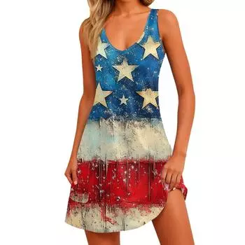 Женский повседневный сарафан с принтом и карманами, летнее пляжное платье в стиле бохо, футболки, платья с V-образным вырезом, свободные платья-майки XXL