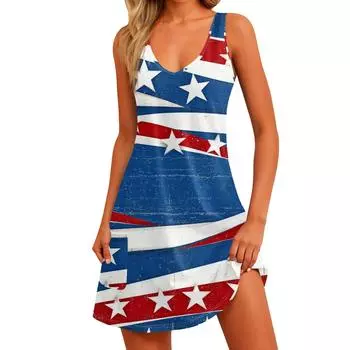 Женский повседневный сарафан с принтом и карманами, летнее пляжное платье в стиле бохо, футболки, платья с V-образным вырезом, свободные платья-майки S