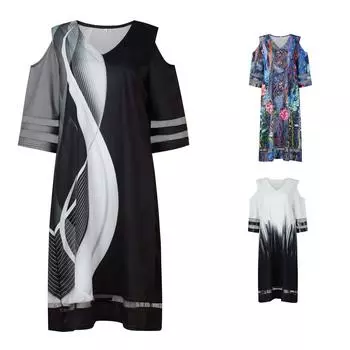 Женский повседневный сарафан, весеннее пляжное платье в стиле бохо, праздничные платья для женщин, футболки, платья с V-образным вырезом и рукавами 3/4 L чёрный