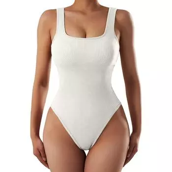 Женский повседневный сексуальный модный однотонный жилет на пуговицах в рубчик, комбинезон для похудения L бежевый