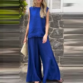 Женский повседневный широкий комплект из 2 предметов L розовый