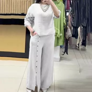 Женский повседневный широкий комплект из 2 предметов L розовый