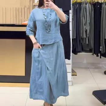 Женский повседневный широкий комплект из 2 предметов L розовый