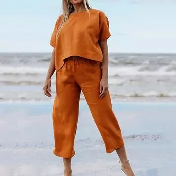 Женский повседневный широкий комплект из 2 предметов M розовый