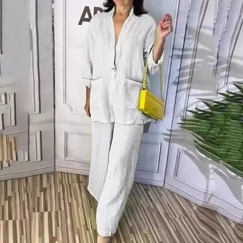 Женский повседневный широкий комплект из 2 предметов L розовый