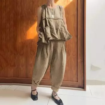 Женский повседневный широкий комплект из 2 предметов XL хаки