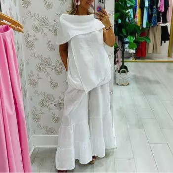 Женский повседневный широкий комплект из 2 предметов L синий