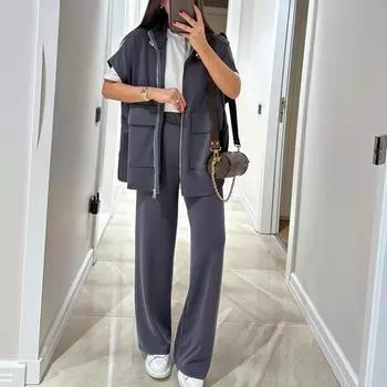 Женский повседневный широкий комплект из 2 предметов XXL синий