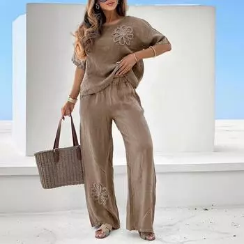 Женский повседневный широкий комплект из 2 предметов XL синий