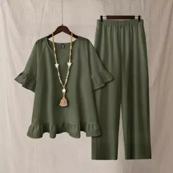 Женский повседневный широкий комплект из 2 предметов XL синий