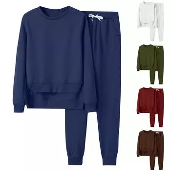 Женский повседневный спортивный свитер, брюки, комплект из двух частей, укороченный топ + брюки L