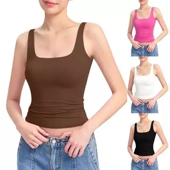 Женский повседневный спортивный жилет с однотонным низом и облегающим верхом снаружи L чёрный