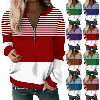 Женский повседневный свитер с длинным рукавом, на молнии, с принтом цветов, свитшот, повседневная верхняя одежда на осень L синий