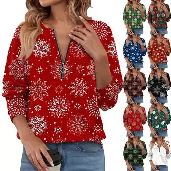 Женский повседневный свитер с длинным рукавом, на молнии, с принтом цветов, свитшот, повседневная верхняя одежда на осень L армия зеленый