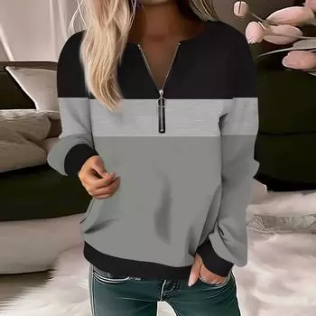 Женский повседневный свитер с длинным рукавом, на молнии, с принтом цветов, свитшот, повседневная верхняя одежда на осень XXL