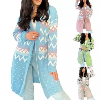 Женский повседневный свитер с длинными рукавами и принтом