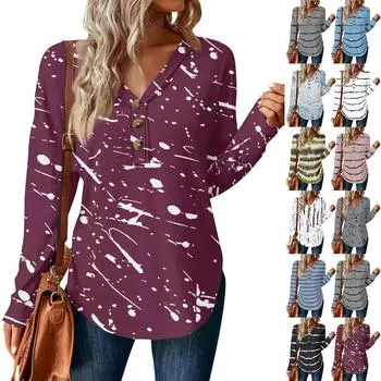 Женский повседневный свитер с V-образным вырезом и полосатым принтом на пуговицах XL чёрный