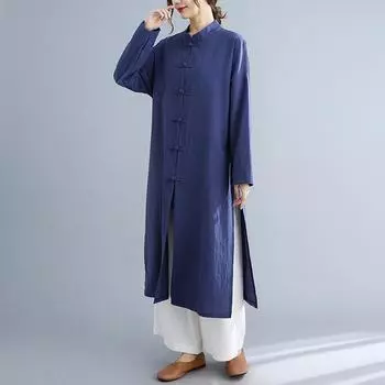 Женский повседневный свободный халат Ханьфу халат Китайское кунг-фу боевые искусства Тайцзи одежда Чайная церемония одежда XXXL белый