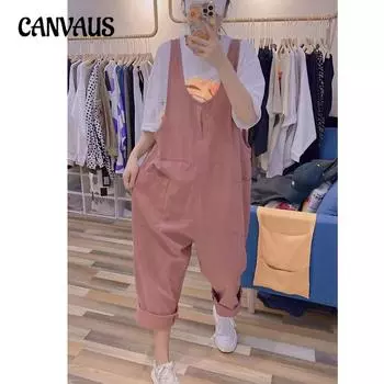 Женский повседневный свободный комбинезон больших размеров на весну и осень L розовый