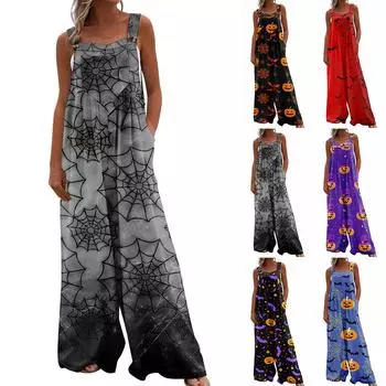 Женский повседневный свободный комбинезон с длинными брюками и пуговицами без рукавов с карманами XL фиолетовый