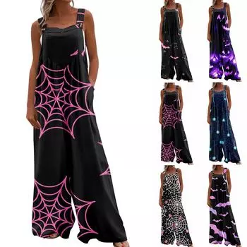 Женский повседневный свободный комбинезон с длинными брюками и пуговицами без рукавов с карманами L