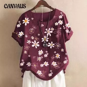 Женский повседневный свободный модный топ с коротким рукавом и круглым вырезом с цифровым принтом M темно-зеленого