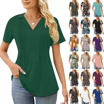 Женский повседневный свободный однотонный универсальный топ с короткими рукавами L чёрный