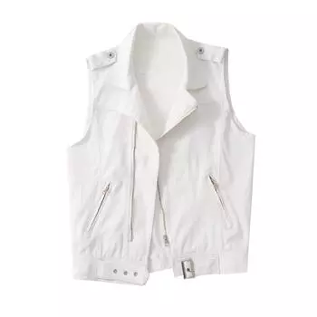 Женский повседневный свободный однотонный жилет без рукавов, жилет, куртка S белый