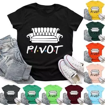 Женский повседневный свободный пуловер с круглым вырезом и короткими рукавами с принтом «Старые друзья» XXL