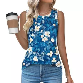 Женский повседневный свободный топ без рукавов с круглым вырезом, футболка, летние майки для женщин, майка-камисоль, базовые топы без рукавов XXL