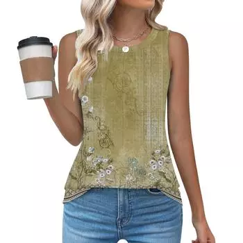 Женский повседневный свободный топ без рукавов с круглым вырезом, футболка, летние майки для женщин, майка-камисоль, базовые топы без рукавов M