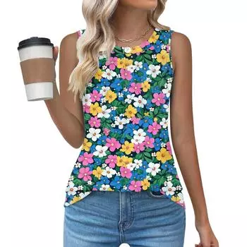 Женский повседневный свободный топ без рукавов с круглым вырезом, футболка, летние майки для женщин, майка-камисоль, базовые топы без рукавов XL тёмно-синий