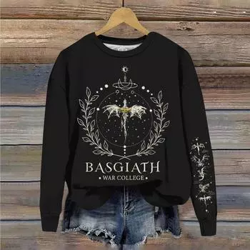 Женский повседневный свободный топ с круглым вырезом и длинными рукавами с капюшоном L чёрный