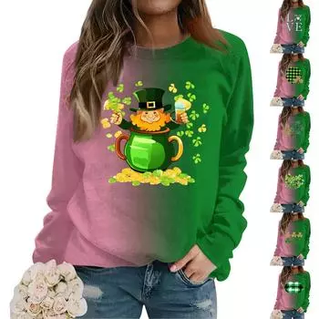 Женский повседневный свободный топ с круглым вырезом и длинными рукавами с капюшоном XXL зелёный