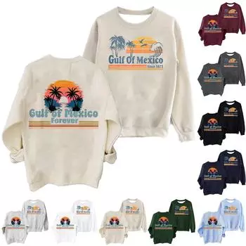 Женский повседневный свободный топ с круглым вырезом и длинными рукавами с капюшоном L чёрный