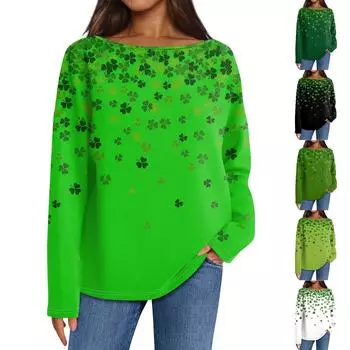 Женский повседневный свободный топ с круглым вырезом и длинными рукавами с принтом S