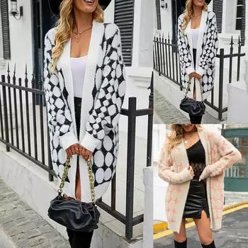 Женский повседневный темпераментный кардиган с длинным рукавом, свитер M хаки