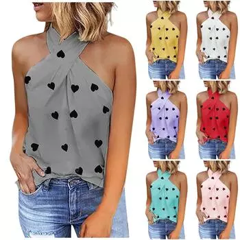 Женский повседневный тонкий топ без рукавов с подвеской на молнии и принтом XL