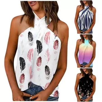 Женский повседневный тонкий топ без рукавов с подвеской на молнии и принтом XXL чёрный