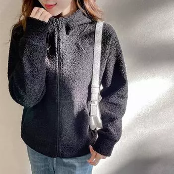 Женский повседневный топ на молнии с капюшоном на осень и зиму S белый