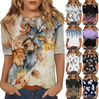 Женский повседневный топ на пуговицах с рукавом 1/2 L чёрный